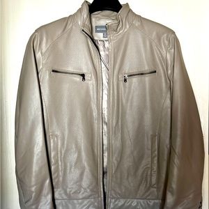 Michael Kors perforated faux leather moto jacket. Bone color.
